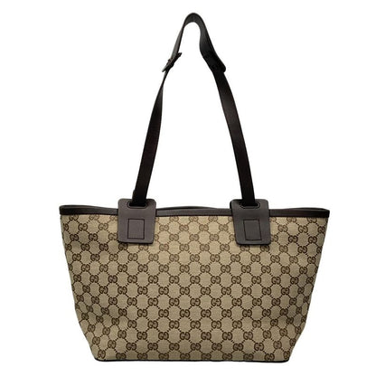 Gucci Tote Bag GG Pattern 106241 Beige X Dark Brown Leather