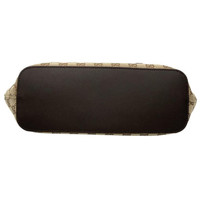 Gucci Tote Bag GG Pattern 106241 Beige X Dark Brown Leather