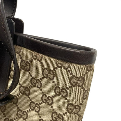 Gucci Tote Bag GG Pattern 106241 Beige X Dark Brown Leather