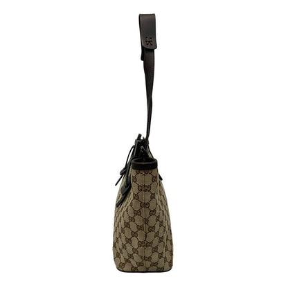 Gucci Tote Bag GG Pattern 106241 Beige X Dark Brown Leather