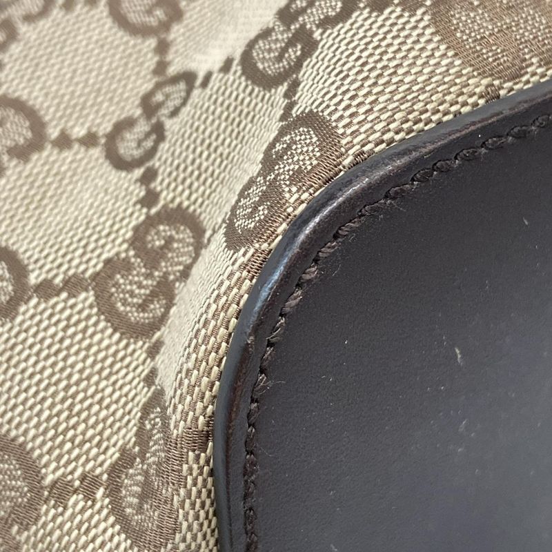 Gucci Tote Bag GG Pattern 106241 Beige X Dark Brown Leather