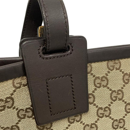 Gucci Tote Bag GG Pattern 106241 Beige X Dark Brown Leather