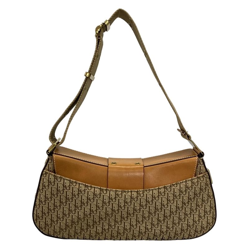 Dior Christian Dior Shoulder Bag Street Chic Trotter Beige X Brown Leather