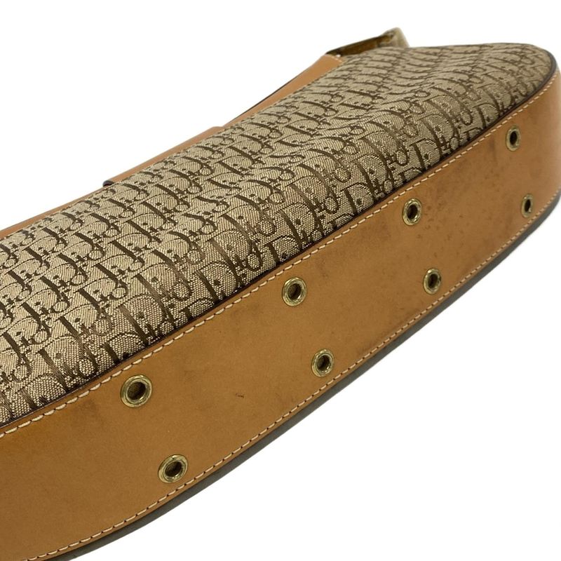 Dior Christian Dior Shoulder Bag Street Chic Trotter Beige X Brown Leather