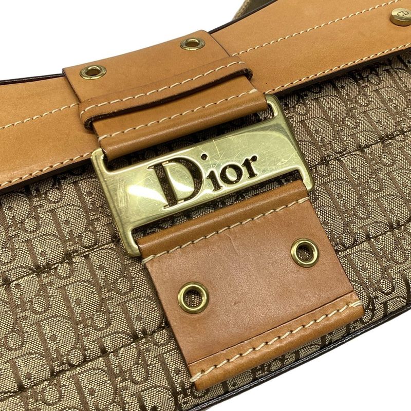 Dior Christian Dior Shoulder Bag Street Chic Trotter Beige X Brown Leather