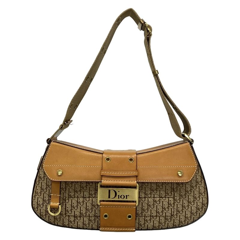 Dior Christian Dior Shoulder Bag Street Chic Trotter Beige X Brown Leather
