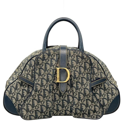 Dior Christian Dior Handbag Double Saddle Bag Navy X Ivory Leather