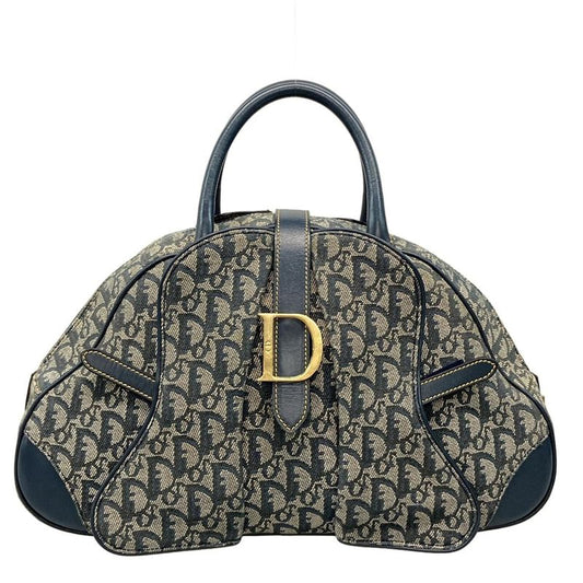 Dior Christian Dior Handbag Double Saddle Bag Navy X Ivory Leather