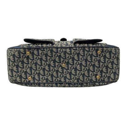 Dior Christian Dior Handbag Double Saddle Bag Navy X Ivory Leather