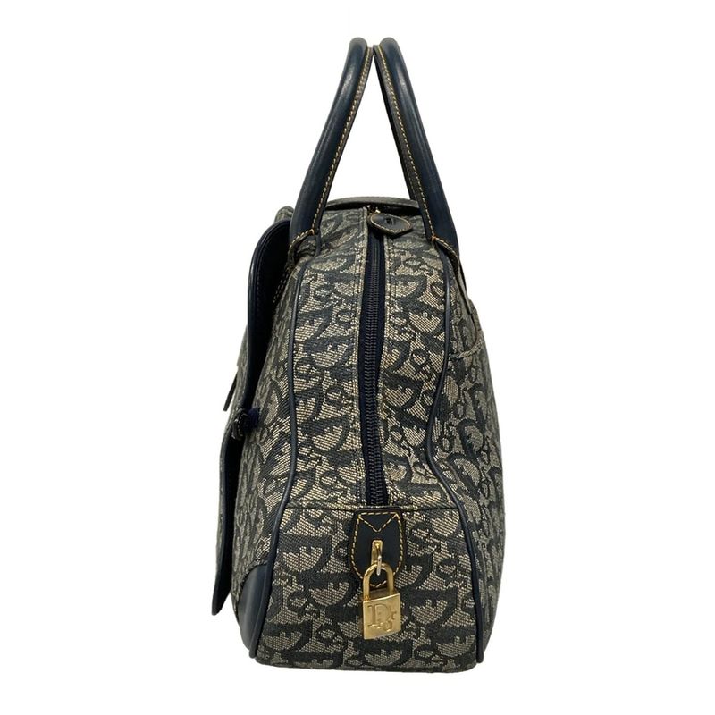 Dior Christian Dior Handbag Double Saddle Bag Navy X Ivory Leather