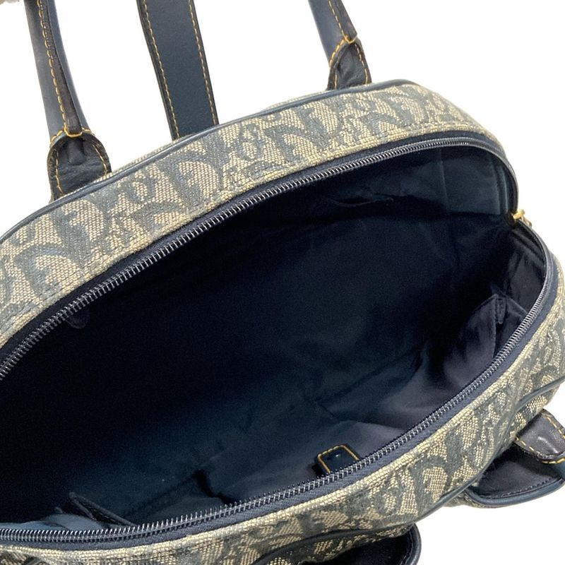 Dior Christian Dior Handbag Double Saddle Bag Navy X Ivory Leather