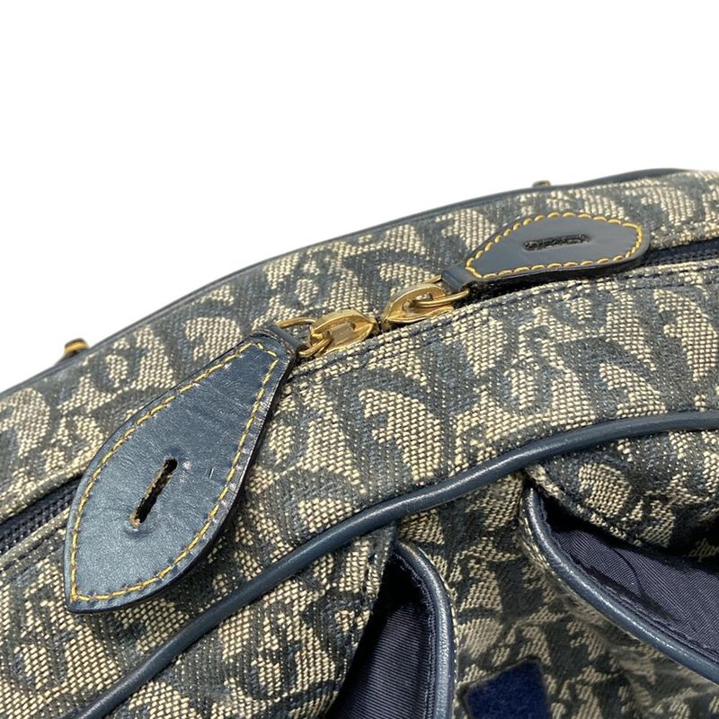 Dior Christian Dior Handbag Double Saddle Bag Navy X Ivory Leather