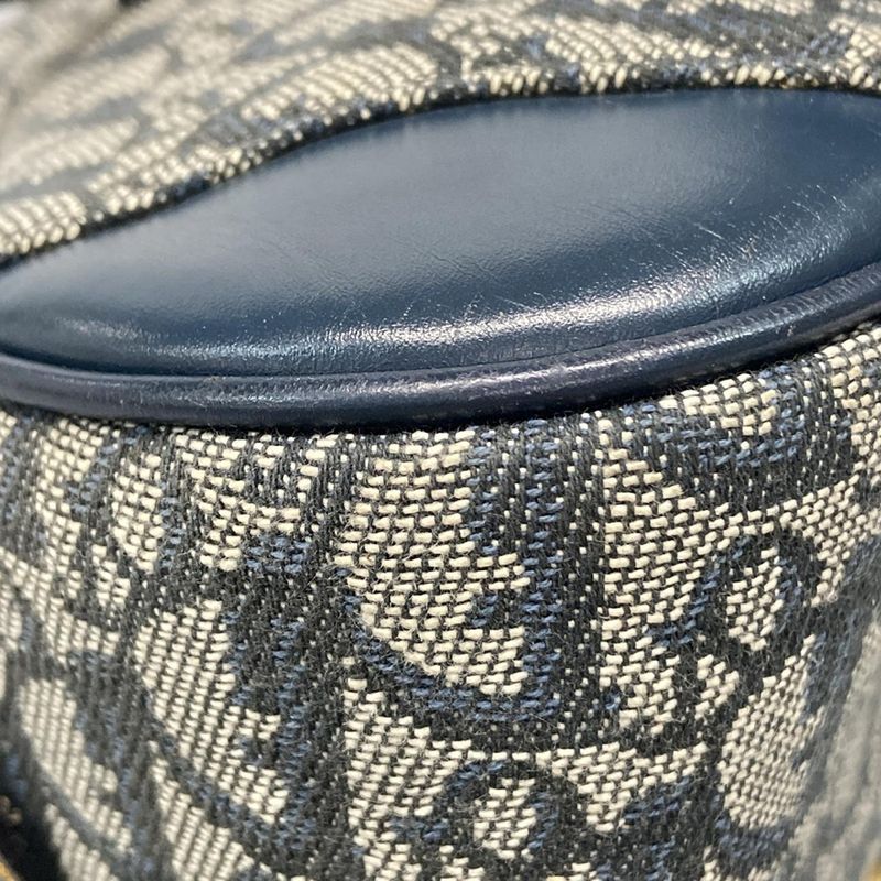 Dior Christian Dior Handbag Double Saddle Bag Navy X Ivory Leather
