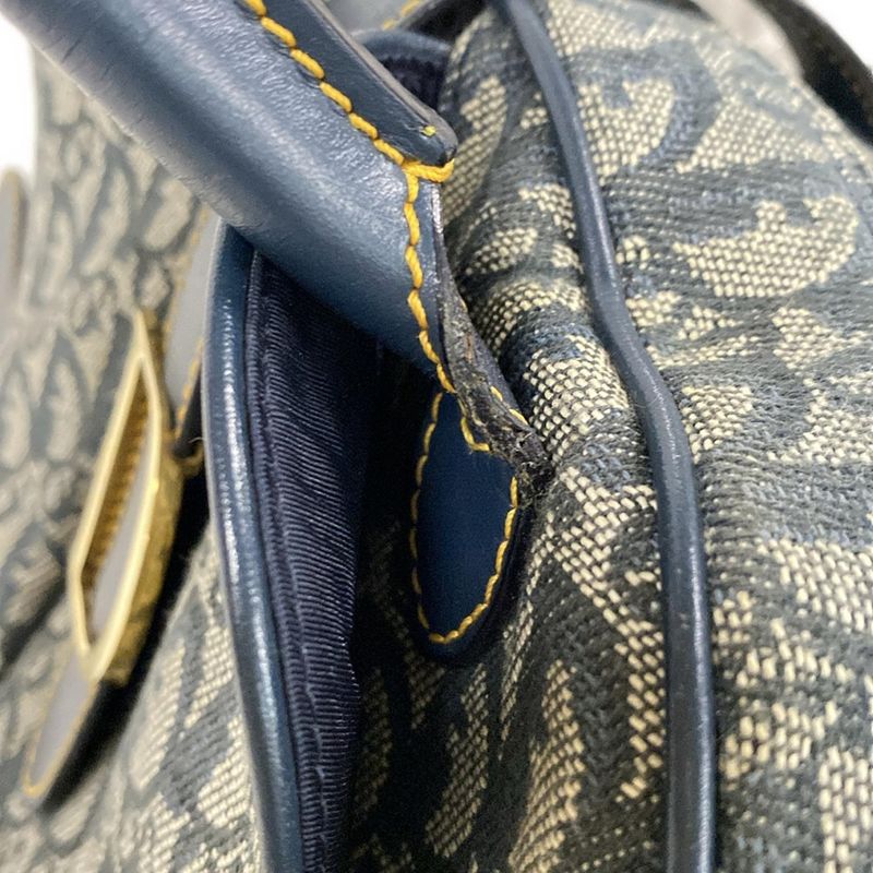 Dior Christian Dior Handbag Double Saddle Bag Navy X Ivory Leather