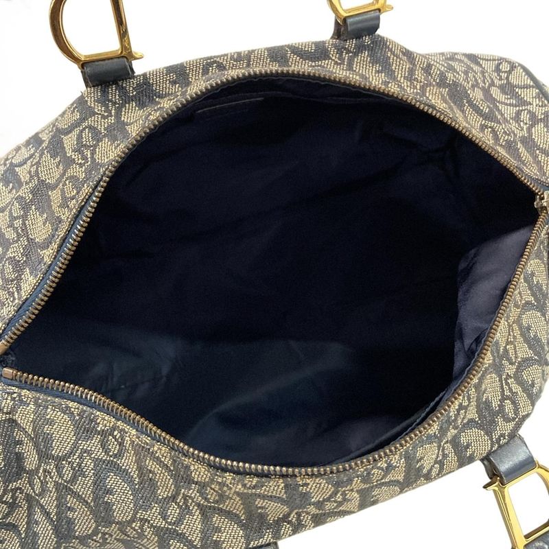 Dior Christian Dior Handbag Trotter Navy X Ivory Mini Boston Leather