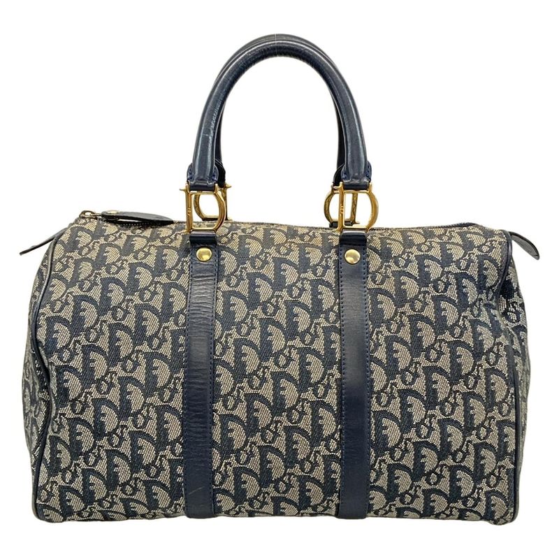 Dior Christian Dior Handbag Trotter Navy X Ivory Mini Boston Leather