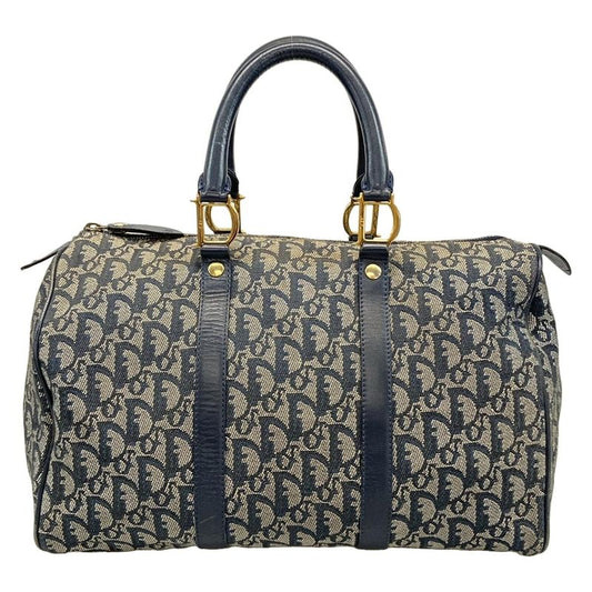 Dior Christian Dior Handbag Trotter Navy X Ivory Mini Boston Leather