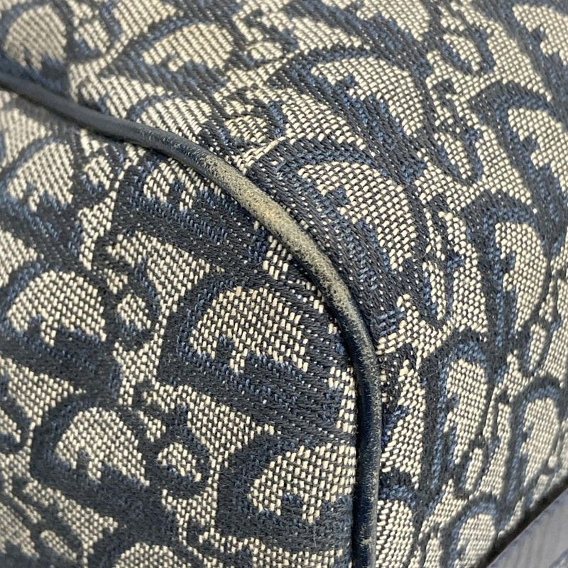 Dior Christian Dior Handbag Trotter Navy X Ivory Mini Boston Leather