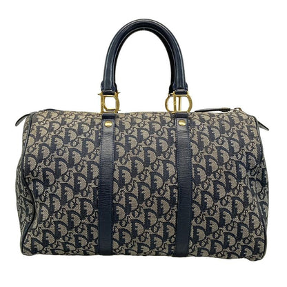 Dior Christian Dior Handbag Trotter Navy X Ivory Mini Boston Leather