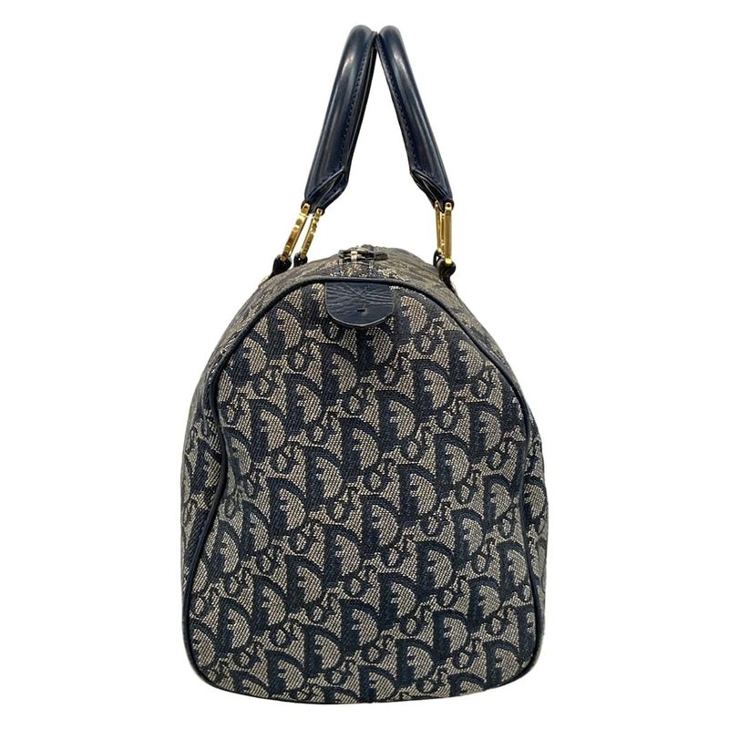 Dior Christian Dior Handbag Trotter Navy X Ivory Mini Boston Leather