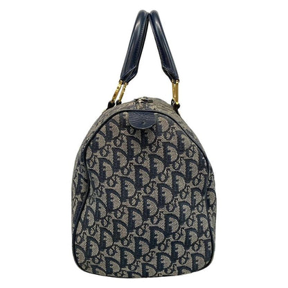 Dior Christian Dior Handbag Trotter Navy X Ivory Mini Boston Leather