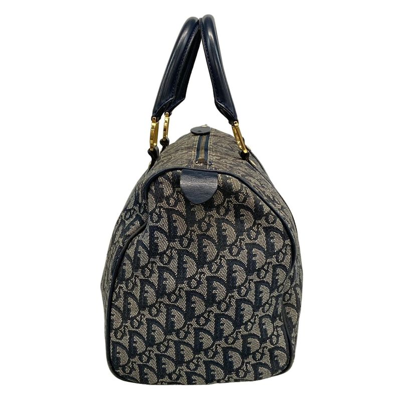 Dior Christian Dior Handbag Trotter Navy X Ivory Mini Boston Leather