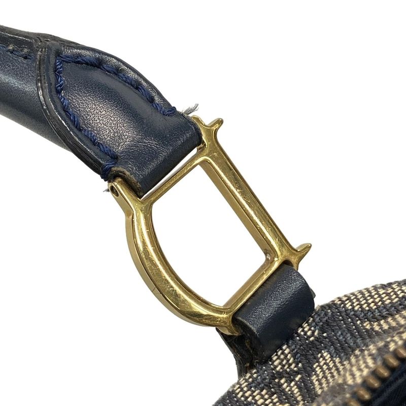 Dior Christian Dior Handbag Trotter Navy X Ivory Mini Boston Leather