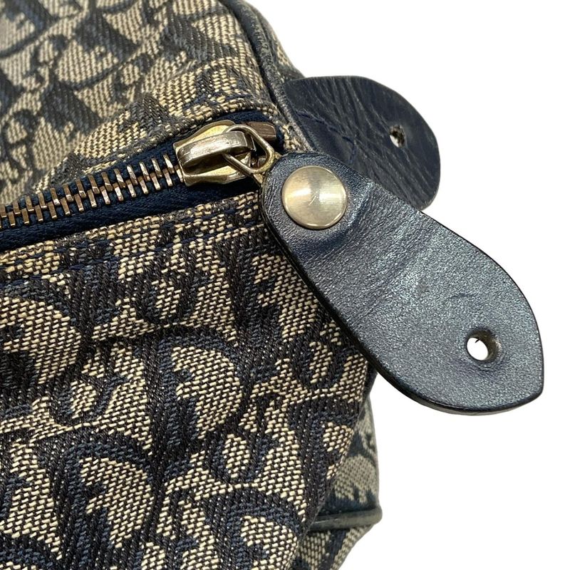 Dior Christian Dior Handbag Trotter Navy X Ivory Mini Boston Leather