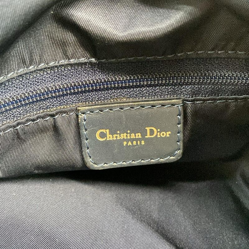 Dior Christian Dior Handbag Trotter Navy X Ivory Mini Boston Leather