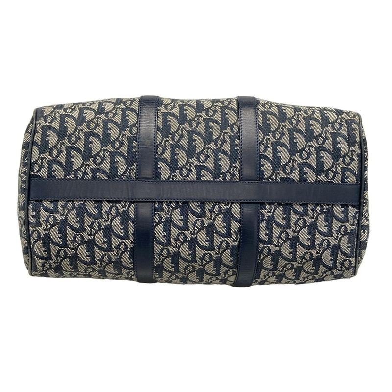 Dior Christian Dior Handbag Trotter Navy X Ivory Mini Boston Leather