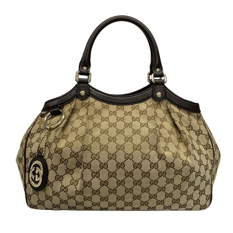 Gucci Tote Bag Sookie GG Pattern 211944 Beige X Dark Brown Leather