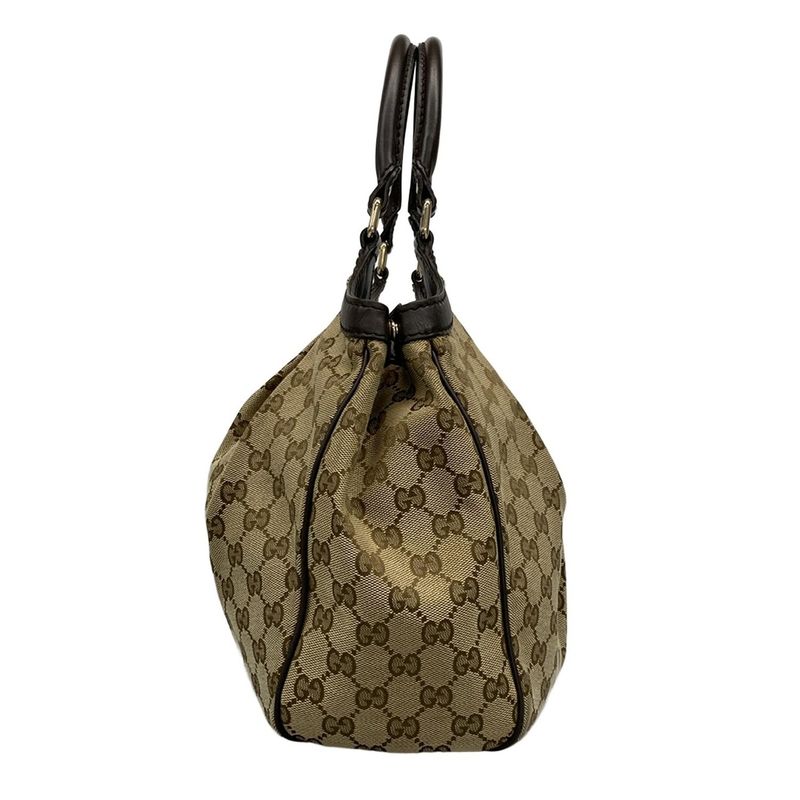 Gucci Tote Bag Sookie GG Pattern 211944 Beige X Dark Brown Leather