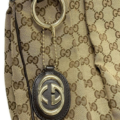 Gucci Tote Bag Sookie GG Pattern 211944 Beige X Dark Brown Leather