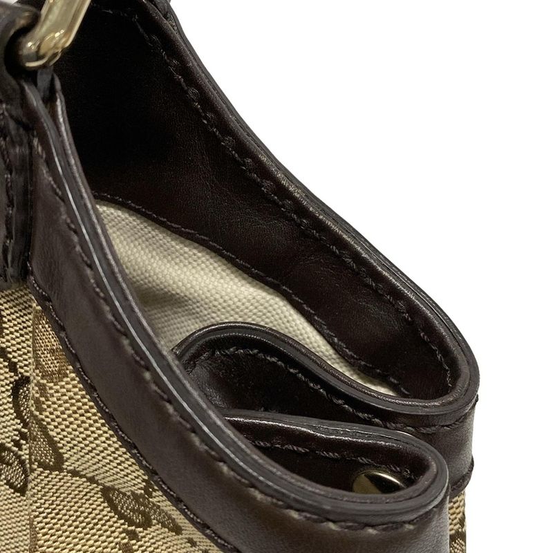 Gucci Tote Bag Sookie GG Pattern 211944 Beige X Dark Brown Leather