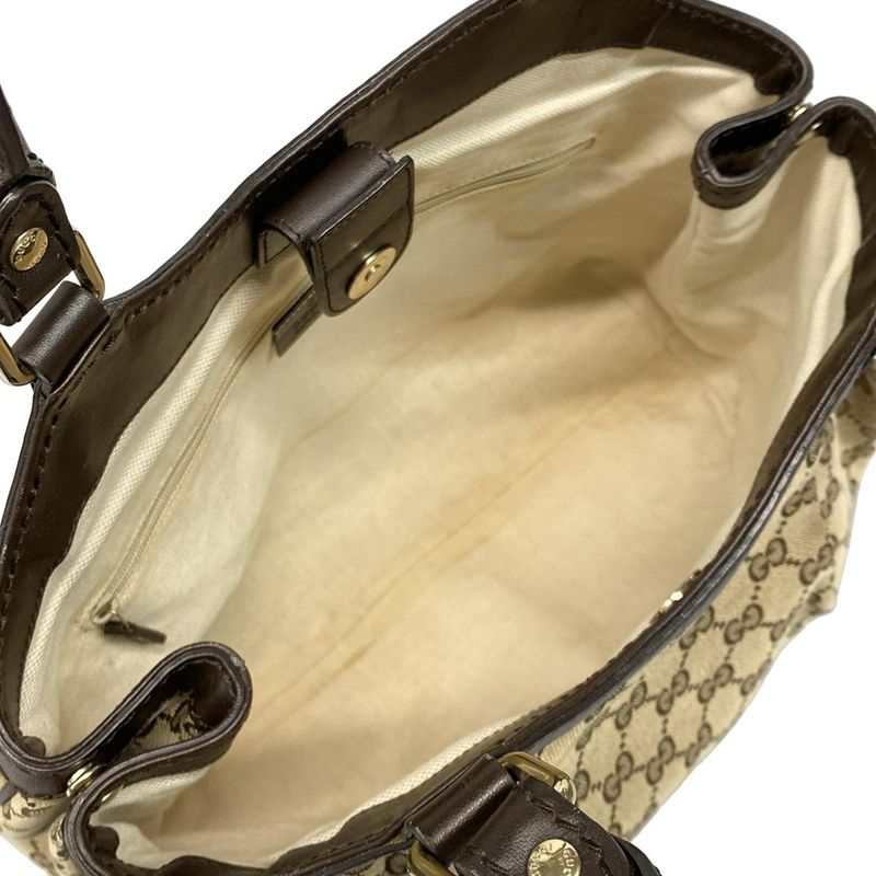 Gucci Tote Bag Sookie GG Pattern 211944 Beige X Dark Brown Leather