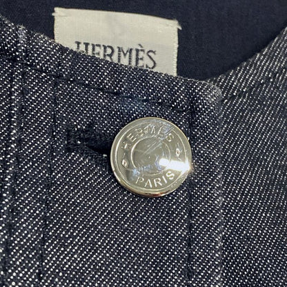 Hermes Jacket Size 34 S Women's - 2e0251dq Black Long Sleeve No Collar Denim