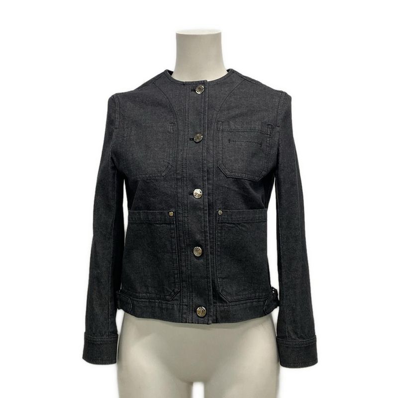 Hermes Jacket Size 34 S Women's - 2e0251dq Black Long Sleeve No Collar Denim