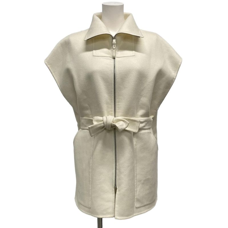 Hermes Vest Size 36 S Women's - 2h0132da Ivory Zip Up 2022aw Cashmere