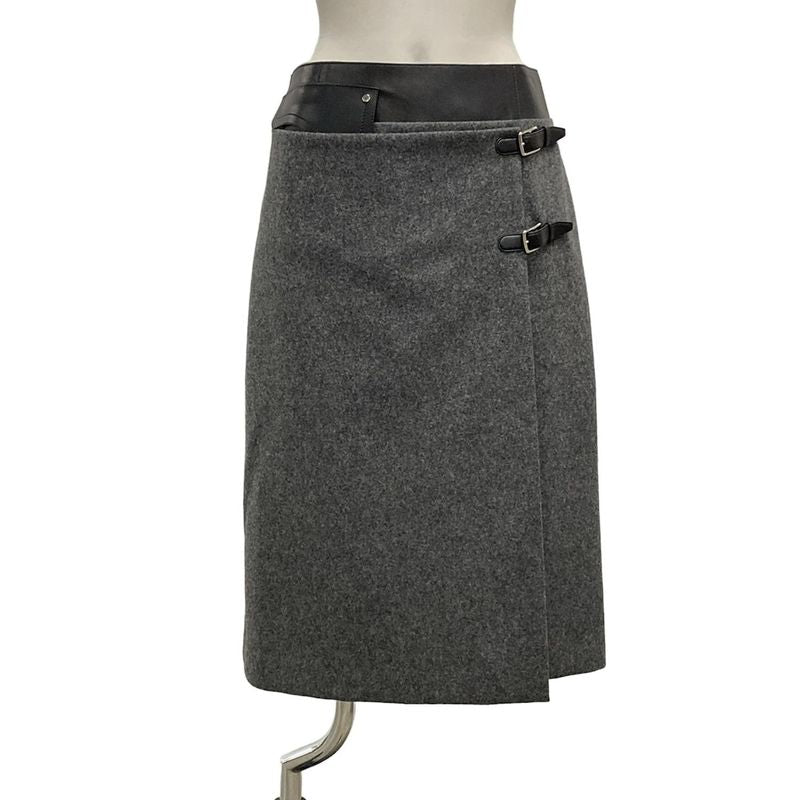 Hermes Wrap Skirt Size 38 M Women's - 5h0316dc Guri Mika (gray X Black) Knee