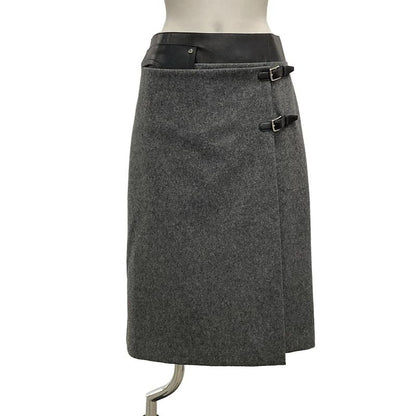 Hermes Wrap Skirt Size 38 M Women's - 5h0316dc Guri Mika (gray X Black) Knee