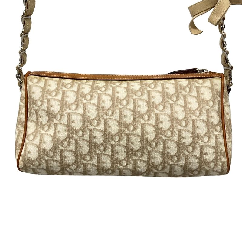 Dior Christian Dior Shoulder Bag Romantic Beige X Brown Chain Shoulder Leather