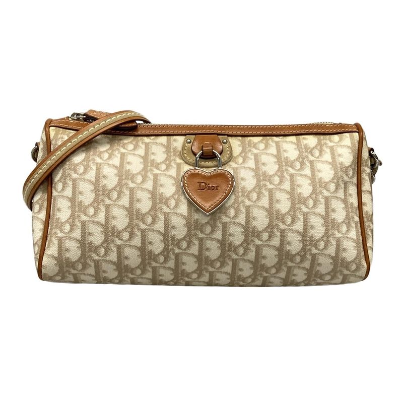 Dior Christian Dior Shoulder Bag Romantic Beige X Brown Chain Shoulder Leather