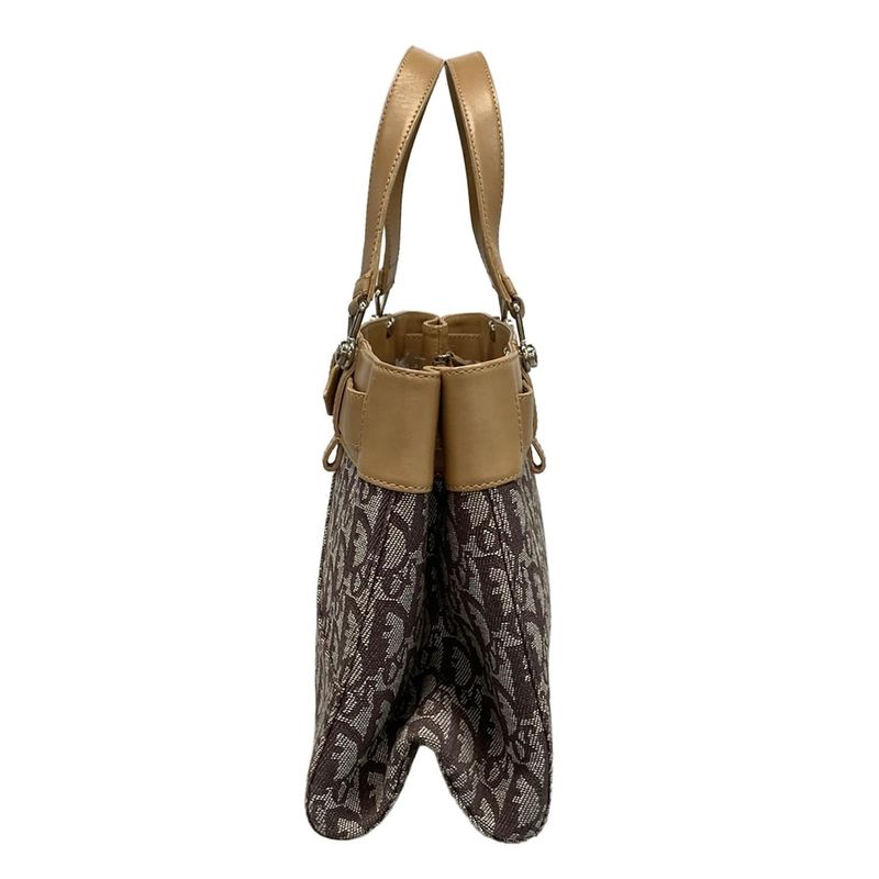Dior Christian Dior Tote Bag Trotter Dark Brown X White X Beige Leather