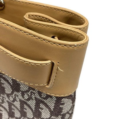 Dior Christian Dior Tote Bag Trotter Dark Brown X White X Beige Leather