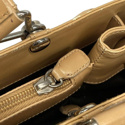 Dior Christian Dior Tote Bag Trotter Dark Brown X White X Beige Leather