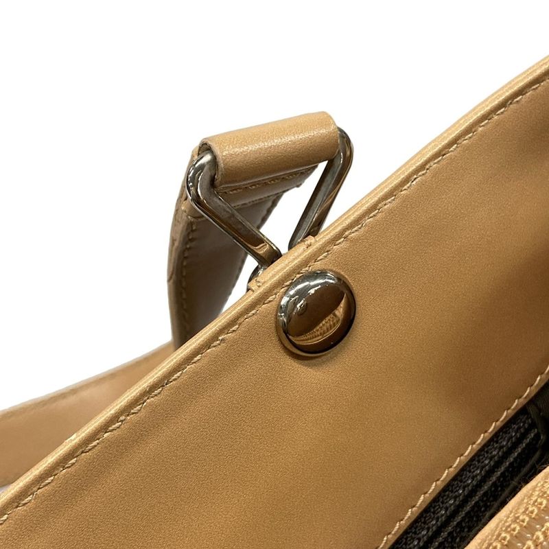 Dior Christian Dior Tote Bag Trotter Dark Brown X White X Beige Leather