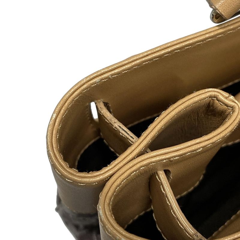 Dior Christian Dior Tote Bag Trotter Dark Brown X White X Beige Leather