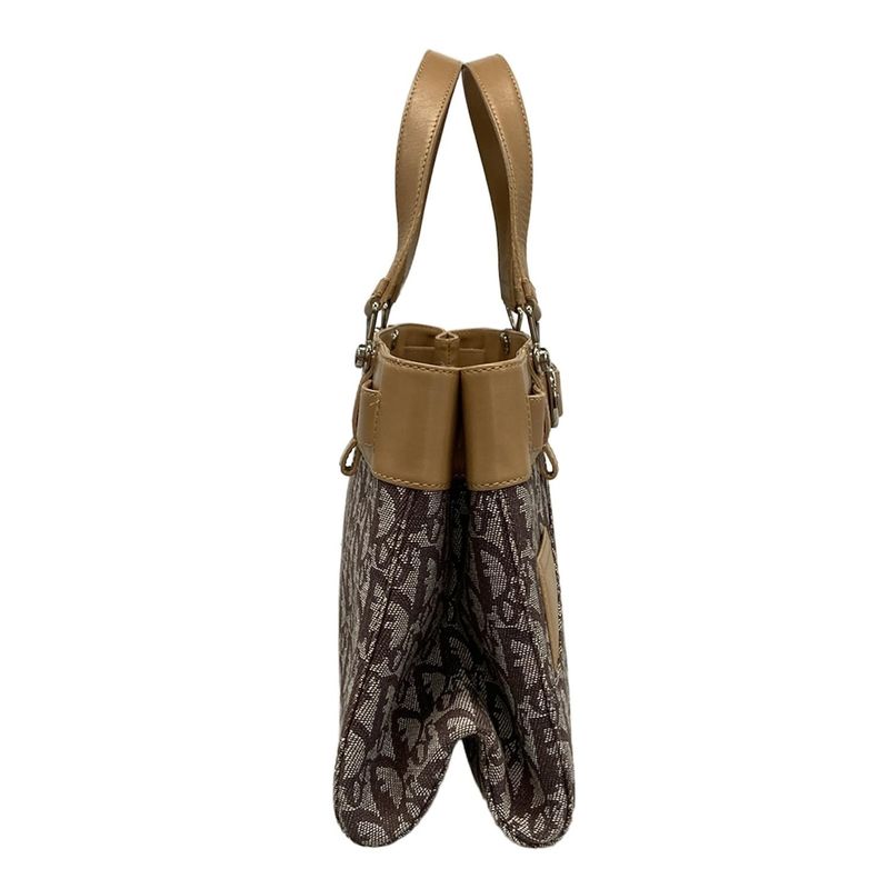 Dior Christian Dior Tote Bag Trotter Dark Brown X White X Beige Leather