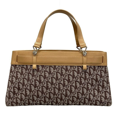 Dior Christian Dior Tote Bag Trotter Dark Brown X White X Beige Leather