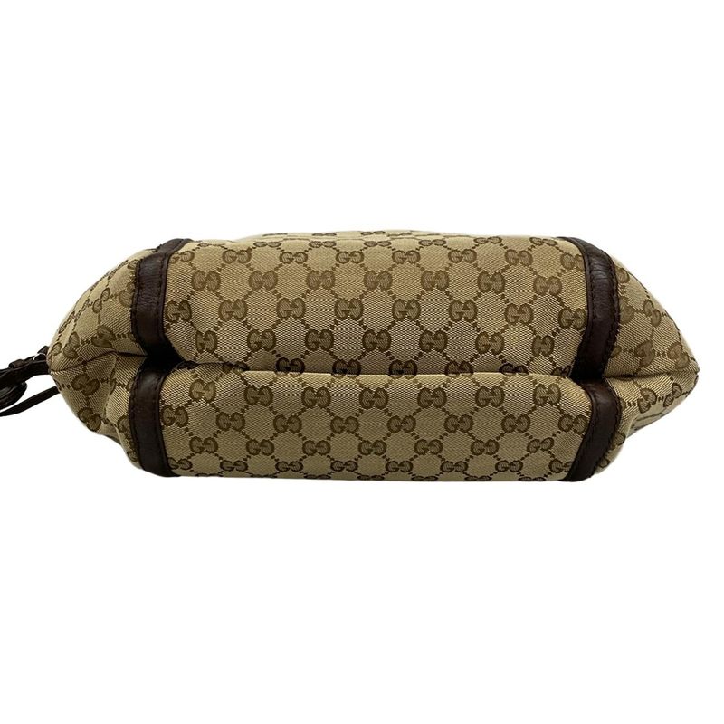 Gucci Shoulder Bag GG Pattern 240261 Beige X Dark Brown Leather